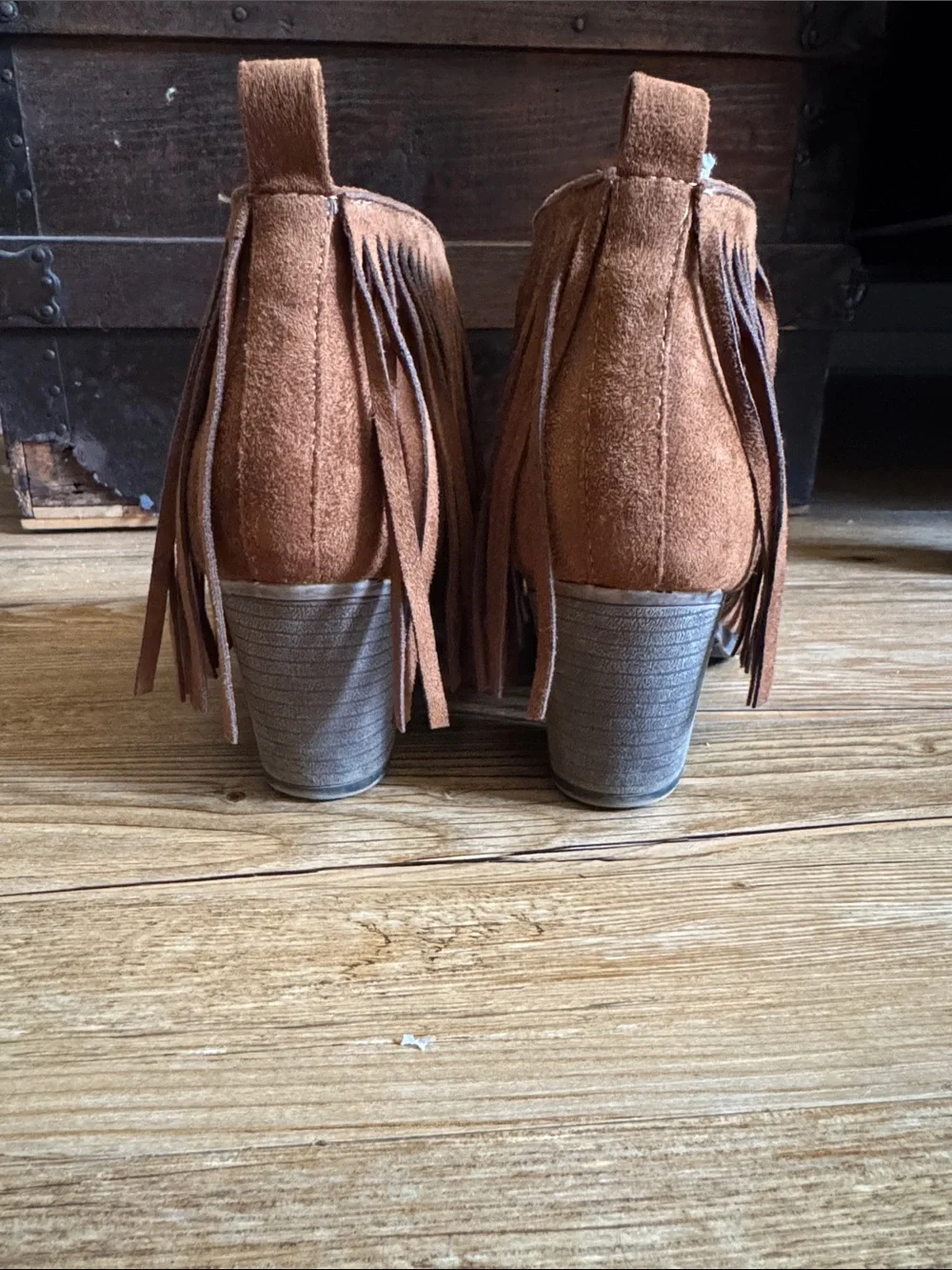 Mata Tan Suede Fringe Ankle Booties